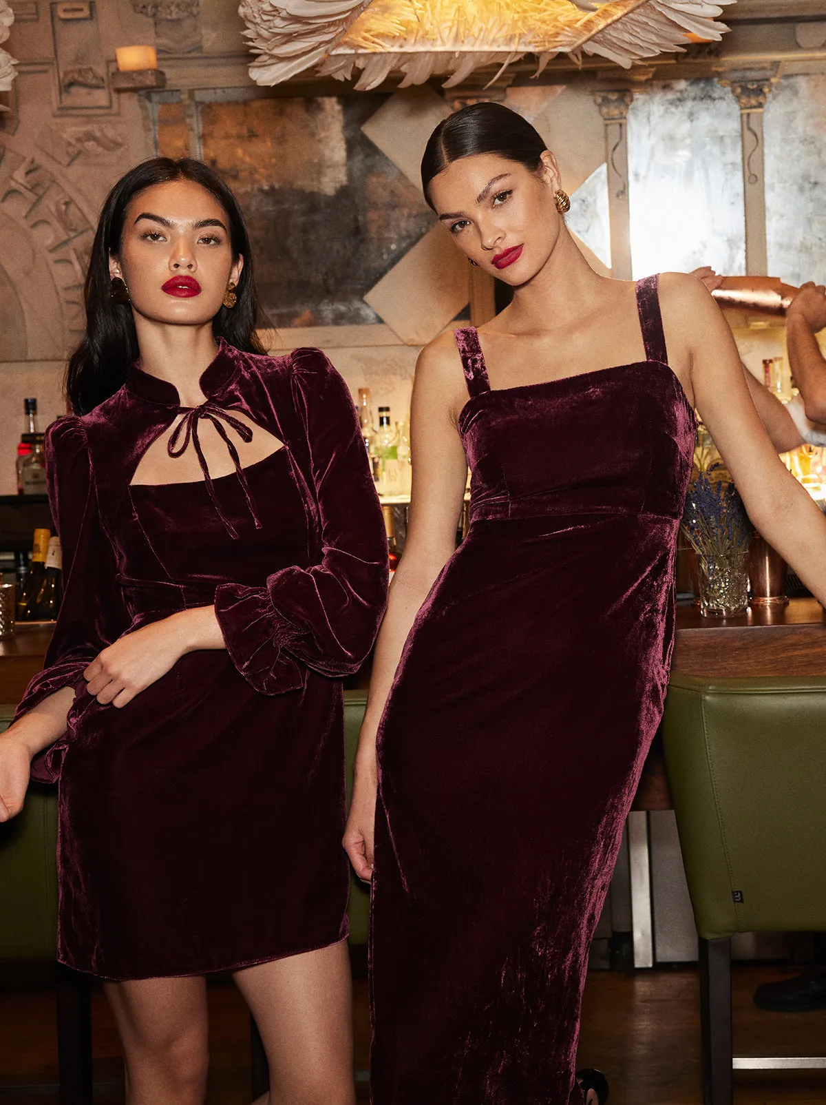 Valentina Burgundy Velvet Mini Dress