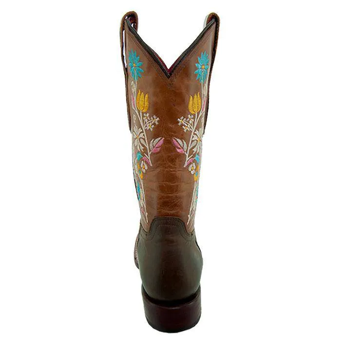 Vaquera Cowgirl Boots | Women's Broad Square Toe Floral Cowgirl Boots (M9004)