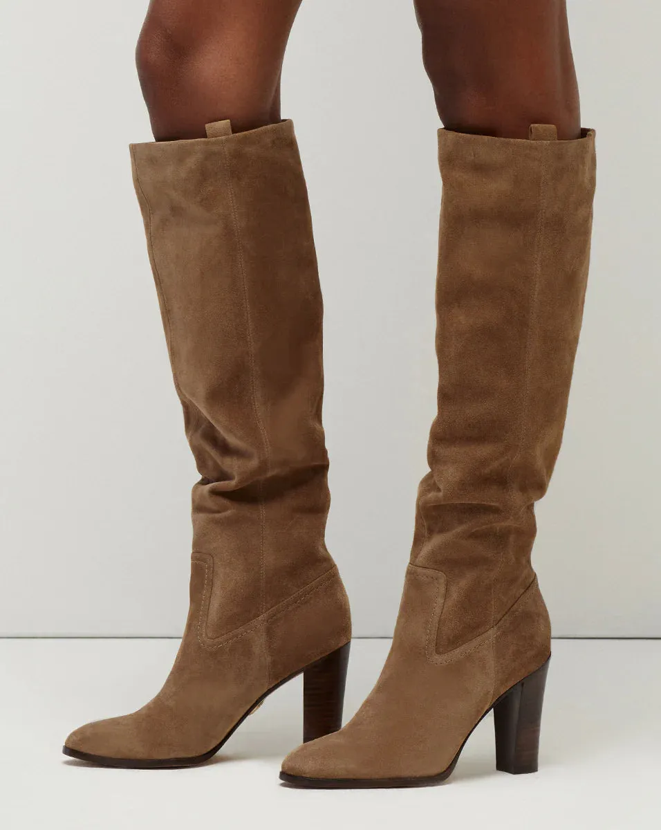 Vesper Suede Knee-High Boot - Mocha Brown