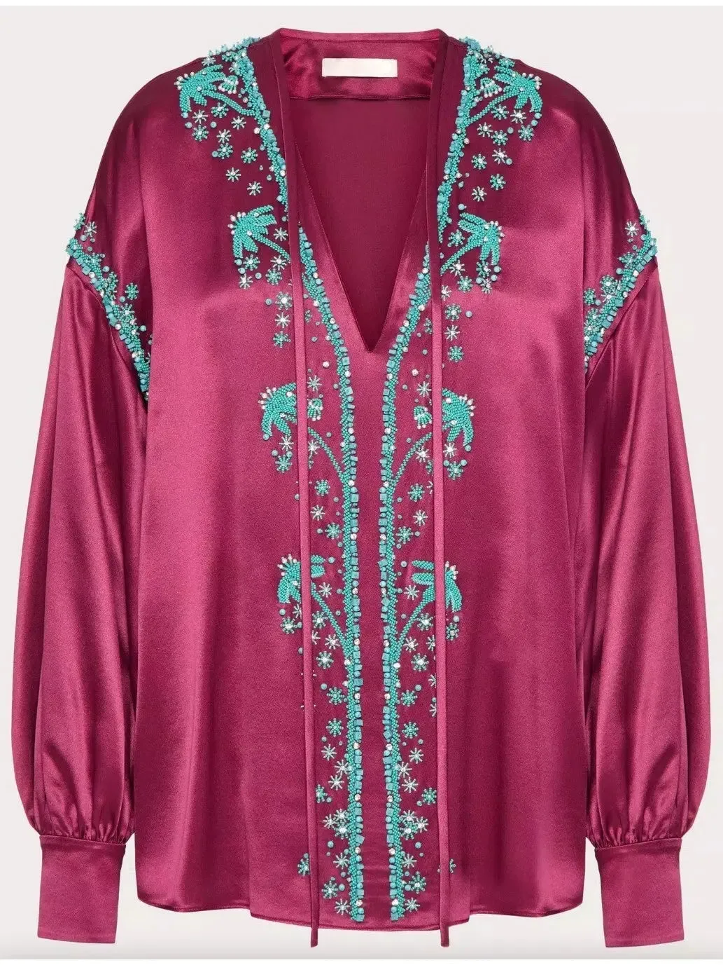 Women’s Bead-Embroidered Silk De Soie Top