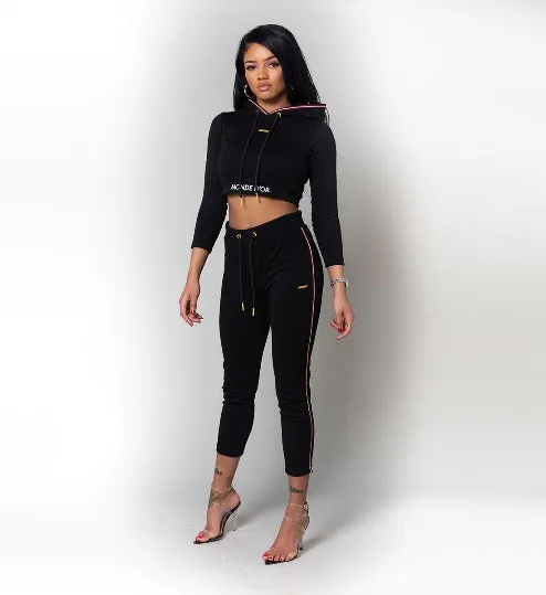 Women's Cannes Black Tracksuit Joggers