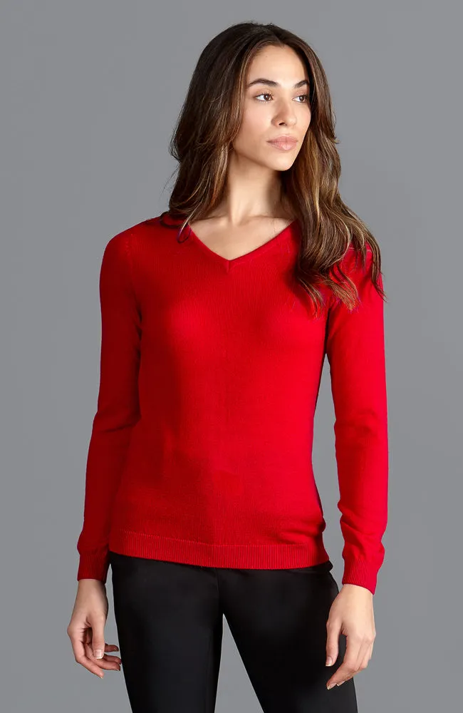 Womens Pure Extra Fine Merino Wool V Neck Jumper